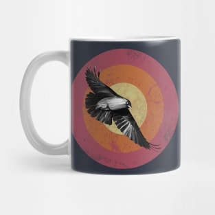 Raven Flight - retro style illustration in red tones Mug